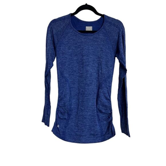Athleta Top Womens Size Small Blue Seamless Heather Long Sleeve Active Workout - Picture 1 of 8